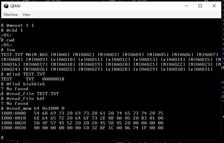 I have another floppy disk image created with MSDOS mounted as the B: drive. `@read_file` now currently reads to 1000:0000. All the 